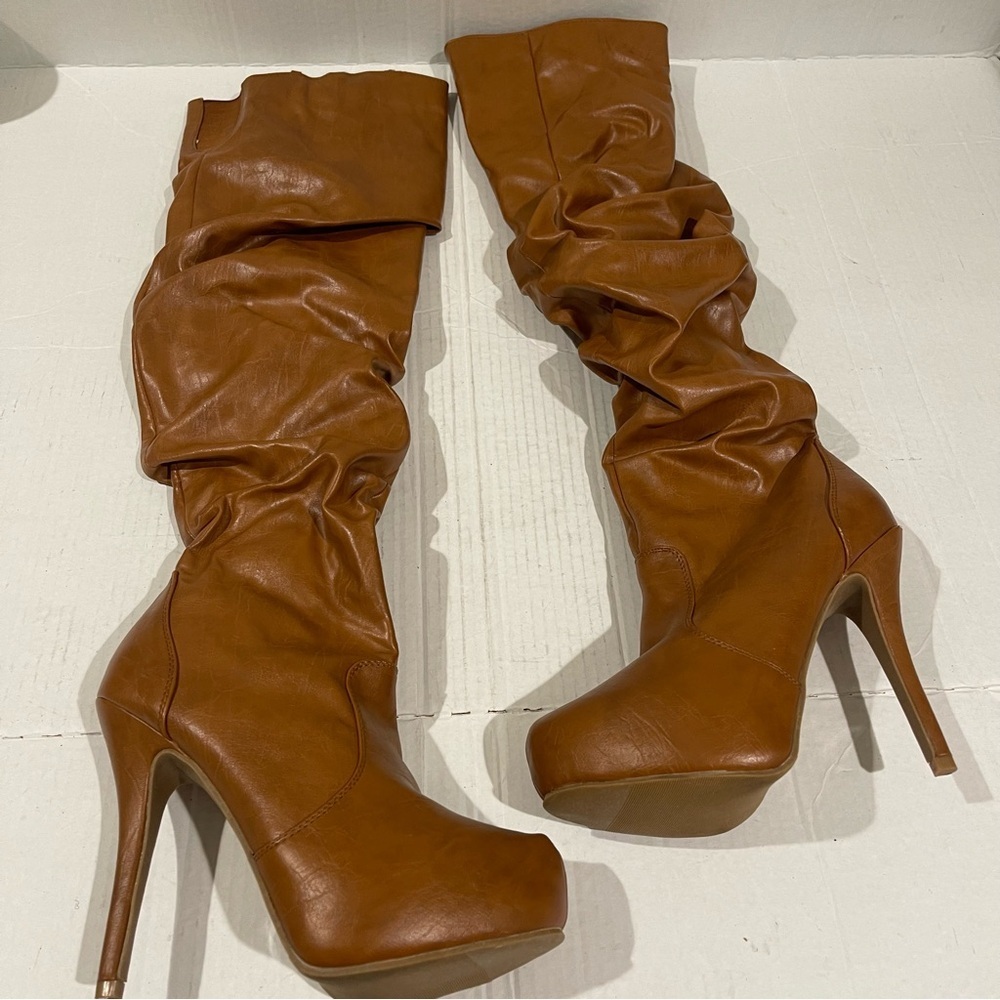 Women’s Natural Breeze Slouch Brown Faux Leather Over Knee Heel Boots Size 7 US - Picture 9 of 9